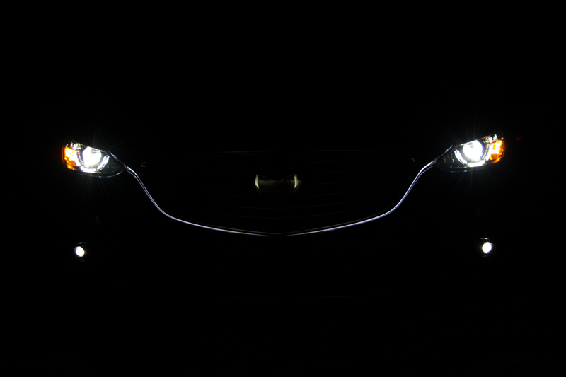 Headlights and fog lights on